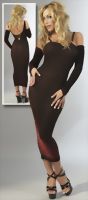 langes Kleid rot/schwarz