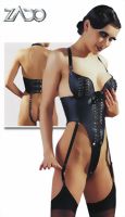 Leder Schn�rbody schwarz