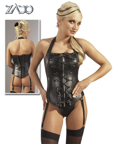 Leder-Corsage mit Leder-String